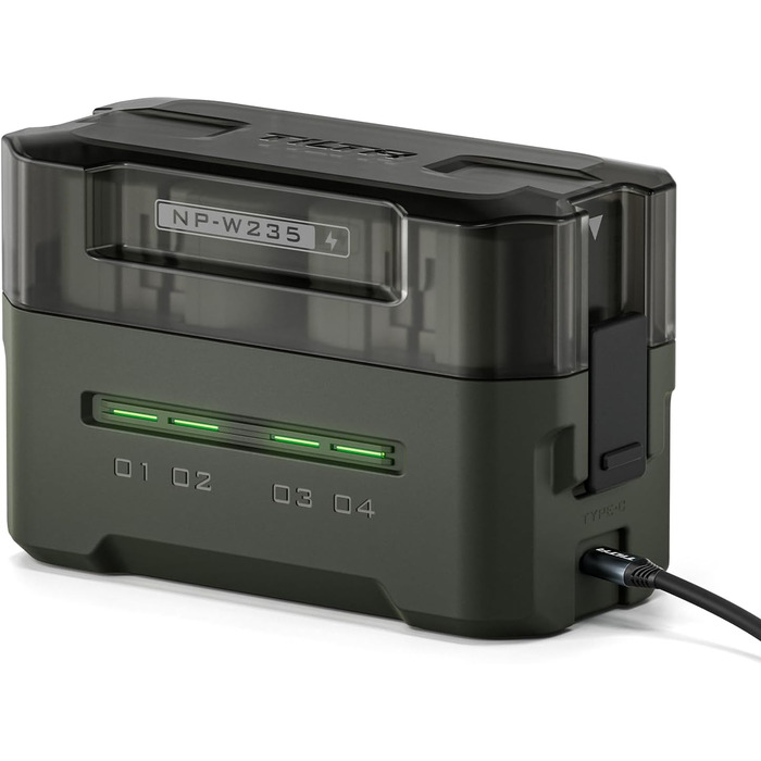 Зарядний пристрій Tilta NP-W235, 4-канальний зарядний пристрій, сумісний з акумуляторами NP-W235, портативна зарядна станція TBC-W235-GN