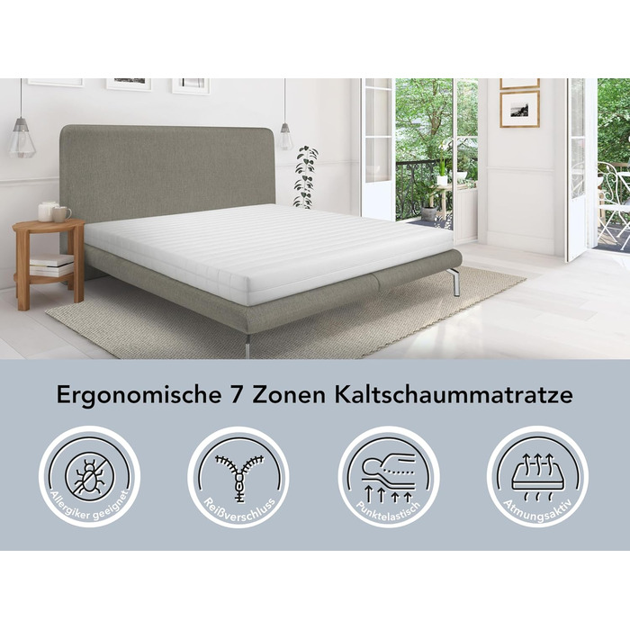 Матрац XDREAM Pure 7-зонний 140x200 см H3 (рівень жорсткості 3) середньої жорсткості Ергономічний матрац з холодної піни Гіпоалергенний та антибактеріальний Знімний чохол, який можна прати Сертифіковано Oeko-Tex (11 см, 140 x 200 см) Рівень жорсткості 3 1