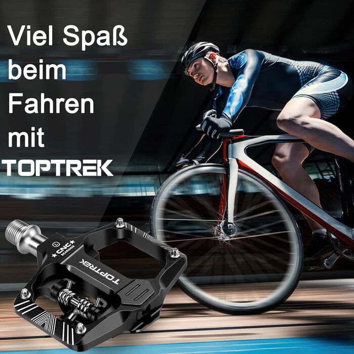 Гібридні педалі Toptrek 2 в 1 SPD/Платформа з герметичними підшипниками, чорний
