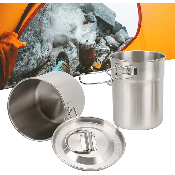 Складана кемпінгова чашка/кухоль/кемпінговий горщик, 2 шт. зовнішня пляшка/чашка з нержавіючої сталі/легкий кемпінговий горщик/рюкзачний посуд