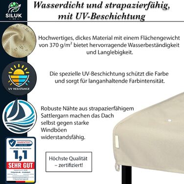 Замінний дах для садового павільйону 3 x 3 м, водонепроникний, матеріал Панама, м&39який ПВХ Панама 370 г/м, надзвичайно міцний, бежевий