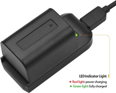 Зарядний пристрій Andoer NP-FV5 зі світлодіодним індикатором 2 акумулятори NP-FV5 Plus 3,7 В 1000 мАг з USB-кабелем для заряджання