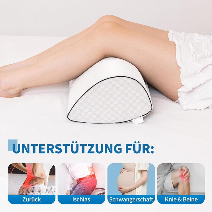 Подушка для колін для тих, хто спить на боці, подушка з піни з ефектом пам&39яті для сну на спині та стегнах, клиноподібна подушка для сну на спині, ергономічна підтримка сну (для жінок)