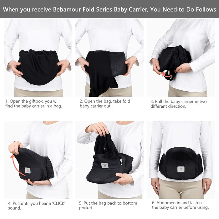 Чорний), 6 in 1 Clasical Baby Carrier Backpack 0-36 Months with 3PCS Baby Drool Bib, Convertible Baby Carrier (