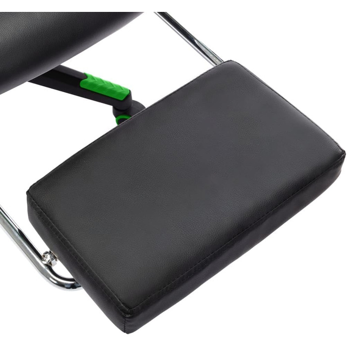 Геймерське крісло з підставкою для ніг, чорно-зелена штучна шкіра