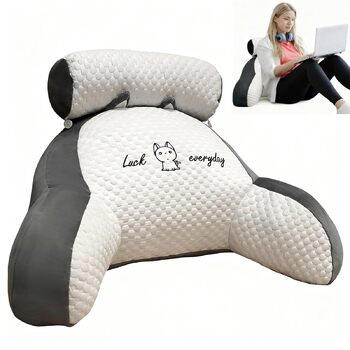 Подушка для спинки ліжка та дивана з підлокітниками. Ергономічна подушка для читання для дорослих. Дихаюча подушка для читання зі знімним чохлом. Для читання та роботи (сірий оксамит, 80 x 60 см). Сірий оксамит 80 x 60 см