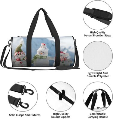 Спортивна сумка, дорожня сумка, зимовий принт Сніговик, сумка для ночівлі, чорна, універсальний розмір, сумка для подорожей