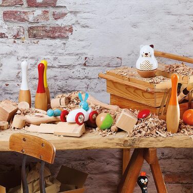 Кеглей для боулінгу - двоколірні - гра на свіжому повітрі - гра на спритність та точність, виготовлена з дерева - гра для вечірок - 2 м&39ячі - бавовняна сумка для зберігання, 6