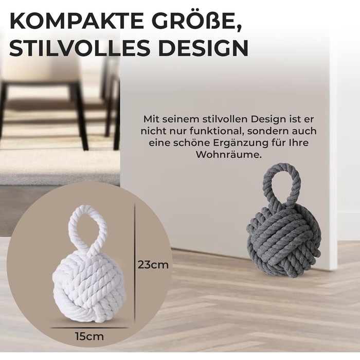 Набір з 2 декоративних дверних заглушок джут сірий і білий дверний тримач віконний буфер підлоговий заглушка джут B 2035145, 999