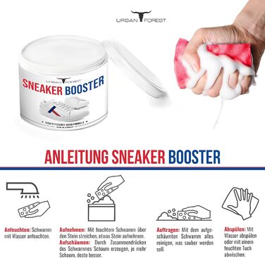 Екологічний концентрат Sneaker Power Cleaner з губкою 4 ганчірки з мікрофібри Догляд за взуттям та чищення взуття з органічними інгредієнтами за допомогою SNEAKER BOOSTER by URBAN FOREST SAVINGS SET Sneaker Booster Губка 4 серветки