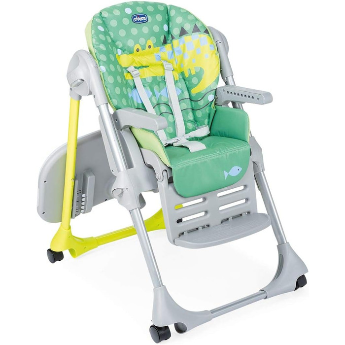 Стільчик для годування та дитяче сидіння з регульованою висотою та підставкою для ніг, 4 колеса, компактне закриття від 6 місяців