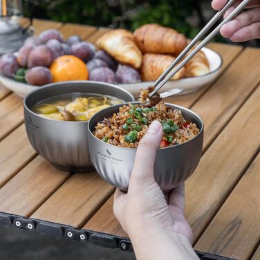 Мл титанова чаша з подвійними стінками, вівсянка, рисовий суп, надлегка портативна чаша для кемпінгу на свіжому повітрі, металева чаша Ti1164T 350 мл Ti1164t, 350