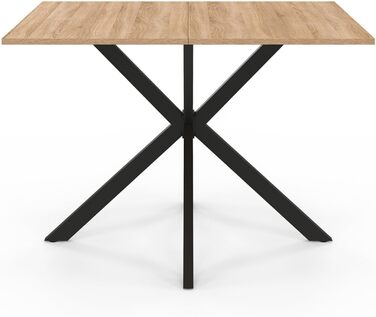 Прямокутний обідній стіл для 4-6 осіб на ніжках-павуках, дерево та чорний колір, 110 см