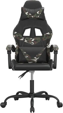 Поворотне ігрове крісло, чорне з камуфляжною штучною шкірою, модель 349554
