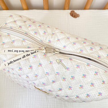 Жіноча косметичка, стьобана, м'яка бавовна, органайзер для подорожей, естетичний квітковий візерунок, косметичка, косметичка для ж