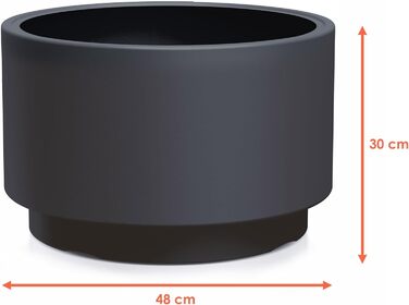 Круглий пластиковий квітковий горщик Spetebo з основою - 48 x 30 см - дизайнерський квітковий горщик антрацитового кольору з посадковою вставкою - кашпо, ваза для квітів, садове кашпо, середній розмір / 48 x 30 см