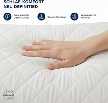 Стьобані подушки, 2 шт. (80x80 см), подушки готельної якості, подушки для сну на боці, швидко відновлюються, пилонепроникні, високоякісні наповнені подушки 80x80 см - 2 шт., білі