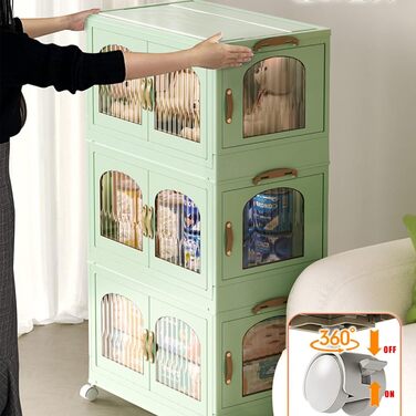 Кухонна шафа RMAN, кухонний буфет, сервант, шафа для зберігання з 3 дверима, великий простір для зберігання, 98 * 55 * 32,5 см, для кухні, вітальні, їдальні, зелений B-green