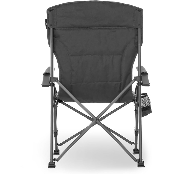 Міцний кемпінговий стілець XXL, вантажопідйомність до 250 кг, з підлокітниками, тримачем для напоїв, сумкою-холодильником та міцною сталевою рамою, крісло для риболовлі, складне, довговічне, темно-сірий колір