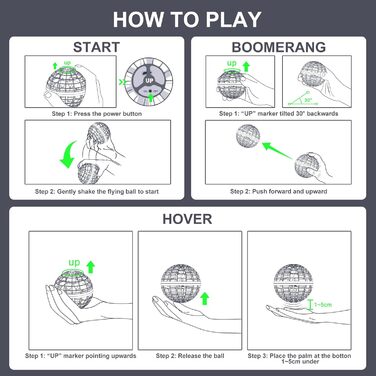 Літаюча куля Orb Toys 2025 – Hover Ball Pro з RGB-підсвічуванням, Magic Boomerang Hand Controller Mini Drone для хлопчиків, дівчаток, дітей 8–12 років (синій)