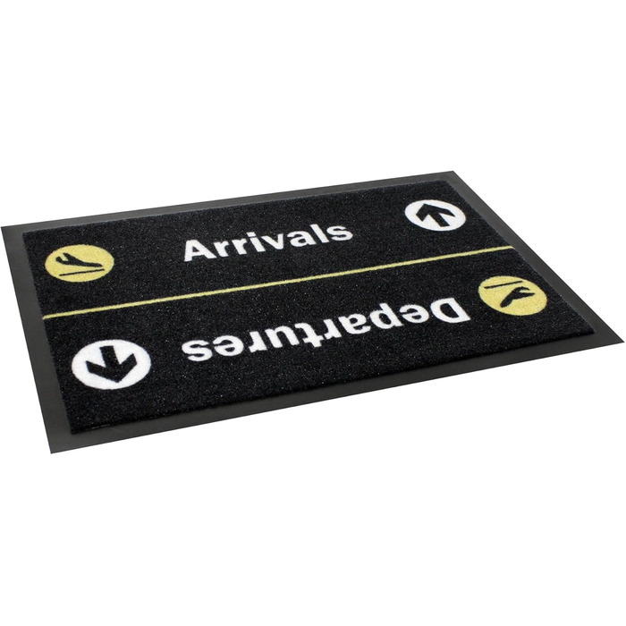 Килимок для дверей крупним планом - Прибуття/Виїзд - Килимок, що прається (40 x 60 см) - Чорно-жовтий