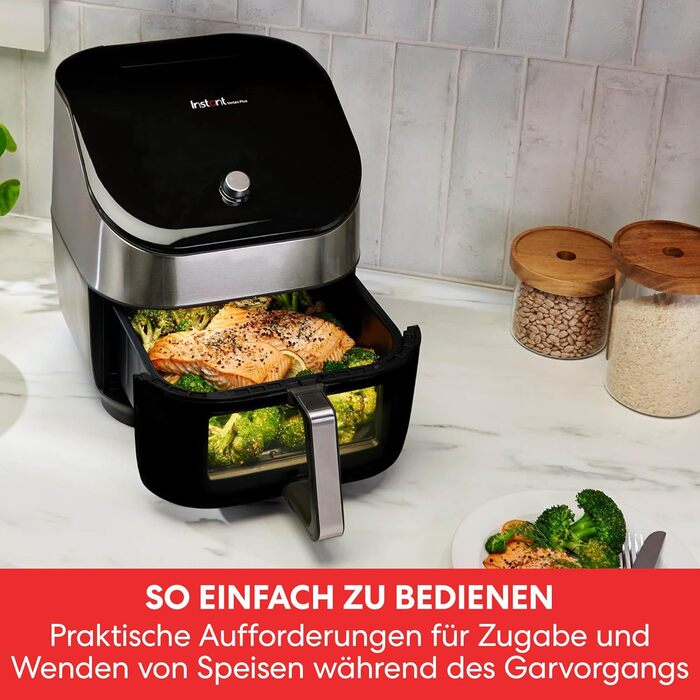 З ClearCook - цифрова здорова фритюрниця 5,7 л, нержавіюча сталь, розумна програма 6-в-1 - смаження у фритюрі, запікання, смаження, гриль, зневоднення, розігрівання, велика ємність -1700 Вт великий цифровий (нержавіюча сталь 5,7 л) оглядове вікно