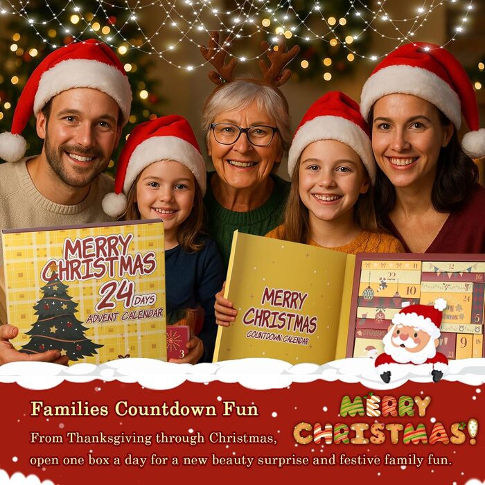 Адвент-календар макіяжу 2025 Краса, 24-денний адвент-календар макіяжу для жінок, стильний зворотний відлік до Різдва з косметичним набором-сюрпризом