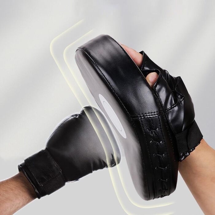 Набір боксерських щитків 2-в-1, боксерські щитки для кікбоксингу, ПУ щитки для рук, боксерські щитки, аксесуар для бойових мистецтв для кікбоксингу, тайського боксу, карате, муай-тай, тренувань з боксу, чорний