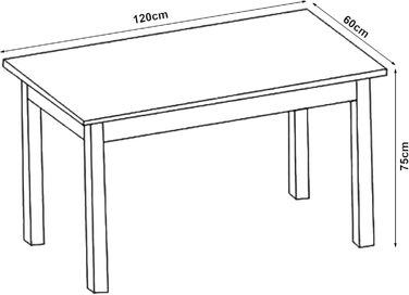 Сучасний обідній стіл Den Haag Black 120x60x75 см стіл для 4 осіб обідній стіл кухонний стіл