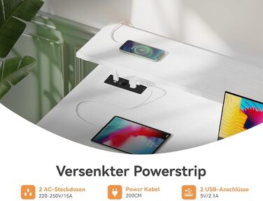 Письмовий стіл ODK з 4 шухлядами, 140x52x92 см, комп&39ютерний стіл з 2 розетками та 2 USB-портами для зарядки, ПК-стіл з полицею, ігровий стіл з підставкою для клавіатури для офісу, вітальня, білий 140x52 см