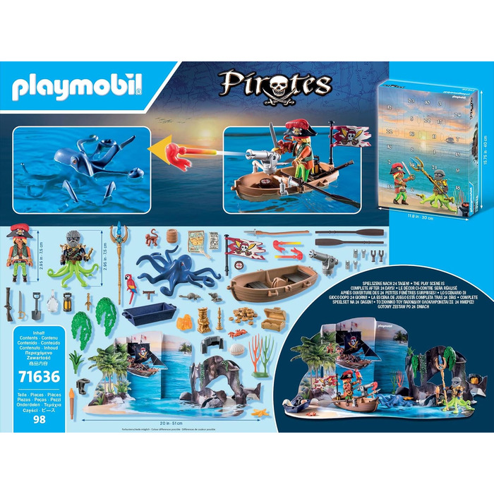Адвент-календар PLAYMOBIL Pirate 71636, 98 деталей