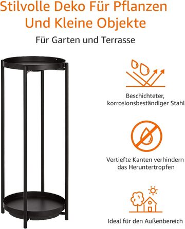 Підставка для рослин з круглого металу з покриттям Storeo Basics для використання в приміщенні та на вулиці, чорна