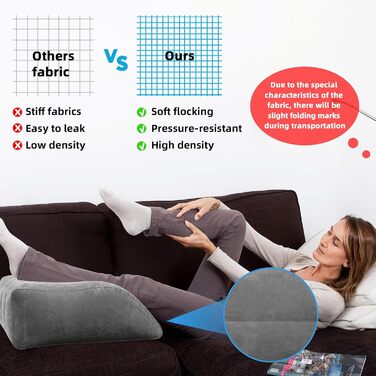 Подушка для підняття ніг, подушка для підтримки ніг з повітряним насосом, надувна клиноподібна подушка для сну, валик для колін для покращення кровообігу та зменшення набряків