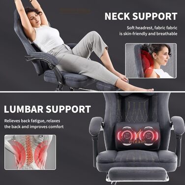 Ігрове крісло Fizzin, ергономічне ігрове крісло з висувною підставкою для ніг, регульованим підголівником, поперековою опорою