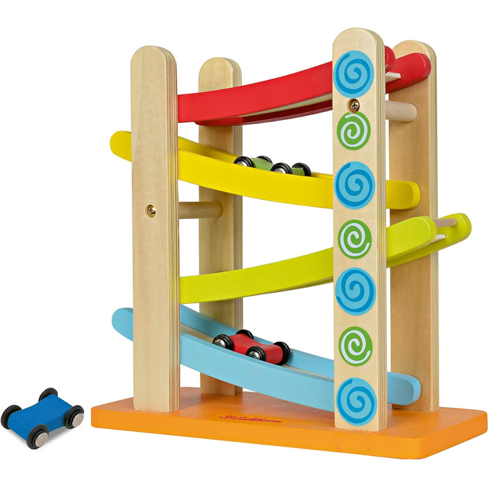 Автомобільна гоночна траса, 4 шт., 3 транспортні засоби, 25x24 см, колір берези, 100002220 -