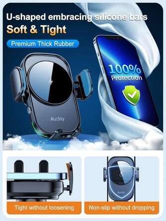 Автомобільний тримач мобільного телефону Auckly 15 Вт з функцією зарядки, автоматичне затискання на 270, автомобільний бездротовий