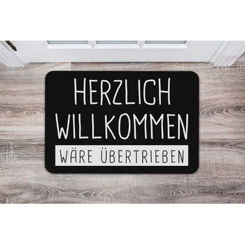 Килимок для дверей у формі кухля з написом &quotЛаскаво просимо - це перебільшення&quot - килимок, кумедний килимок - подарунок (чорний)