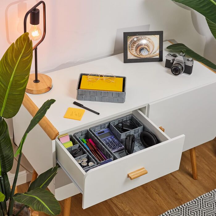 Набір кошиків для зберігання Relaxdays, 6 шт. , пластик, сірий Кошики для ванної кімнати, кошики 4 розмірів, плетені, металевий каркас, сірий, набір з 6 шт.