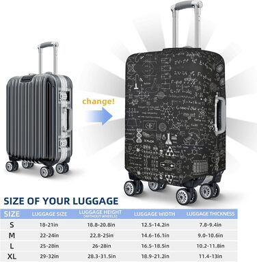Чохол для валізи BAFAFA з науковим крейдяним принтом, еластичний захист від подряпин та пилу, чорний, розмір 80