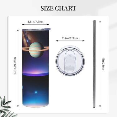 Кухоль з прямою трубочкою, дизайн Космічний Сатурн, принт, дорожній кухоль, підходить для кемпінгу, офісу та дому, 590 мл