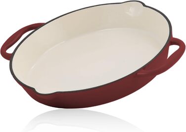 Чавунна емальована сковорода Mahlzeit Ø 29 см Темна вишня Чавунна сковорода з двома ручками і двома носиками Чавунна сковорода, ск