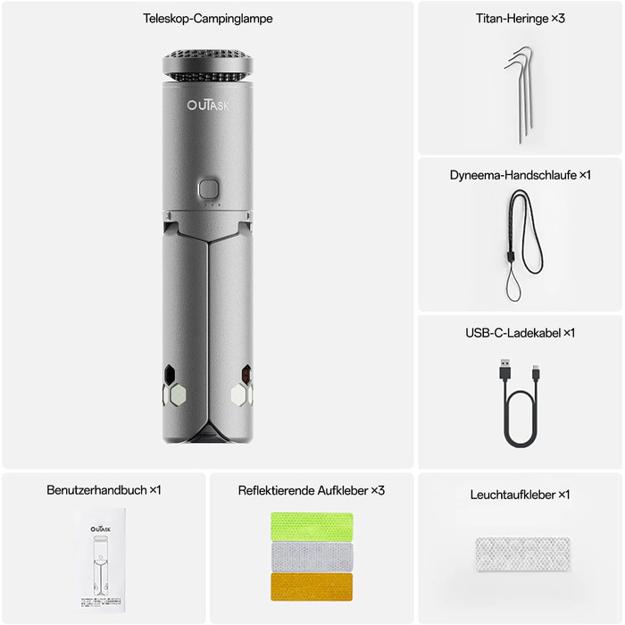 Телескопічний кемпінговий ліхтар, світлодіодний ліхтар 12000 мАг, складаний та магнітний, водонепроникний IPX6/IPX7, вуличний ліхтар для кемпінгу, походів, надзвичайних ситуацій, саду, оливково-зелений
