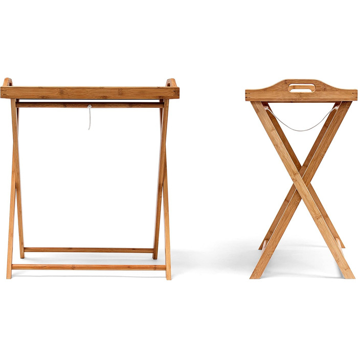 Столик Relaxdays Tray, бамбук, ВxШxГ 63,5 x 55 x 35 см, складний бічний столик з підносом, для сніданку, натуральний, одинарний