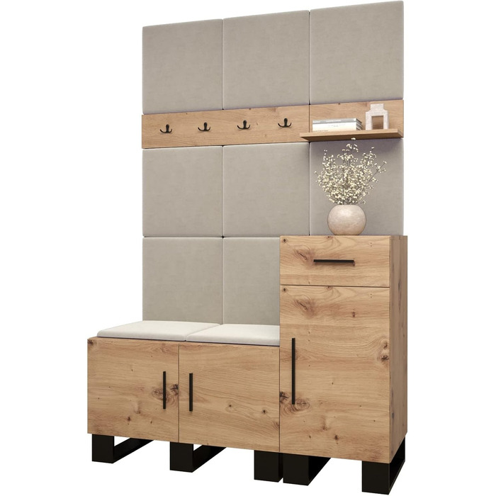 Вішалка для одягу MEBLE KRYSPOL Artin Set 5 з м'якими панелями Індустріальний дизайн (дуб Artisan Маніла 02 (крем))