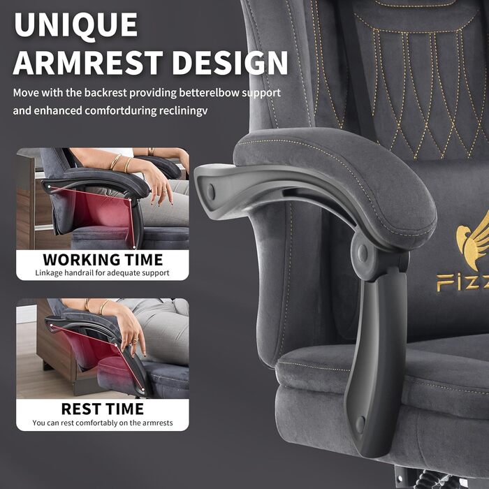 Ігрове крісло Fizzin, ергономічне ігрове крісло з висувною підставкою для ніг, регульованим підголівником, поперековою опорою