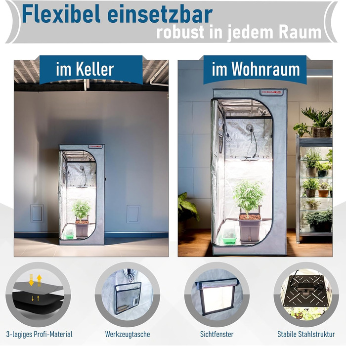 Міцний гроубокс для вирощування в приміщенні з тканиною 1680D, світлонепроникний, з відбиваючим майларом, сталевим каркасом, ідеальний для домашнього вирощування та гідропоніки, 80x80x180