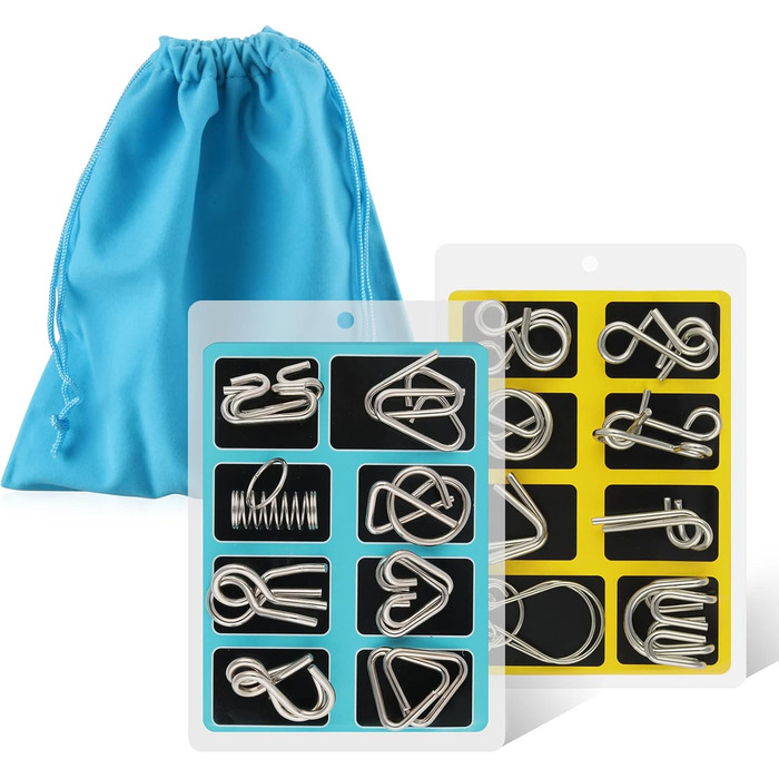 Набір головоломок із металевого дроту Coogam із 16 головоломок, головоломка Тест на інтелектуальні головоломки Гра Розбирання голо