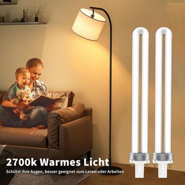 Контактна компактна люмінесцентна лампа 11 Вт, теплий білий 2700K, 890 лм, G23 2-контактні CFL енергозберігаючі лампи, U-подібна трубка, підходить для вітальні, спальні, коридору, без затемнення, 2 шт., 23 2-