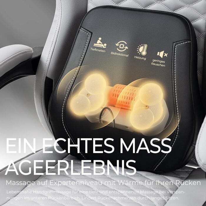 Ігрове крісло з підігрівом та масажною поперековою опорою, ергономічне ігрове комп&39ютерне крісло з пружинними подушками та підставкою для ніг, крісло для ПК з високою спинкою та відкидним кріслом для дорослих, сірий колір