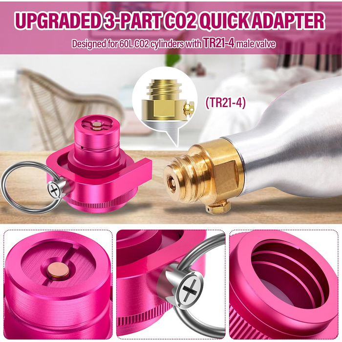 Швидкий адаптер Aissom Upgrade CO2, швидкий адаптер для соди CO2, сумісний з Duo/E-Duo/Terra/Art/E-Terra/Crystal 3.0/Gaia, адаптер CO2 для трапецієподібної різьби TR21-4